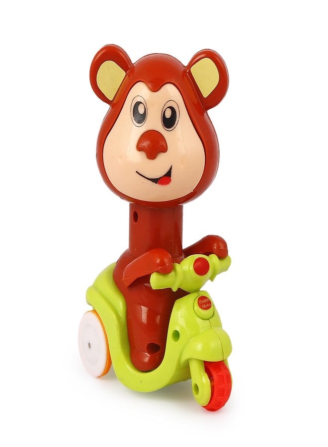 Asian Portable Plastic Monkey Press N Go Friction Scooter Toy | Cute Monkey Animal Vehicle for Kids | Press & Go Action Baby Toy for Toddlers 6 Months to 5 Years | Durable Push Car Toy - Image 3